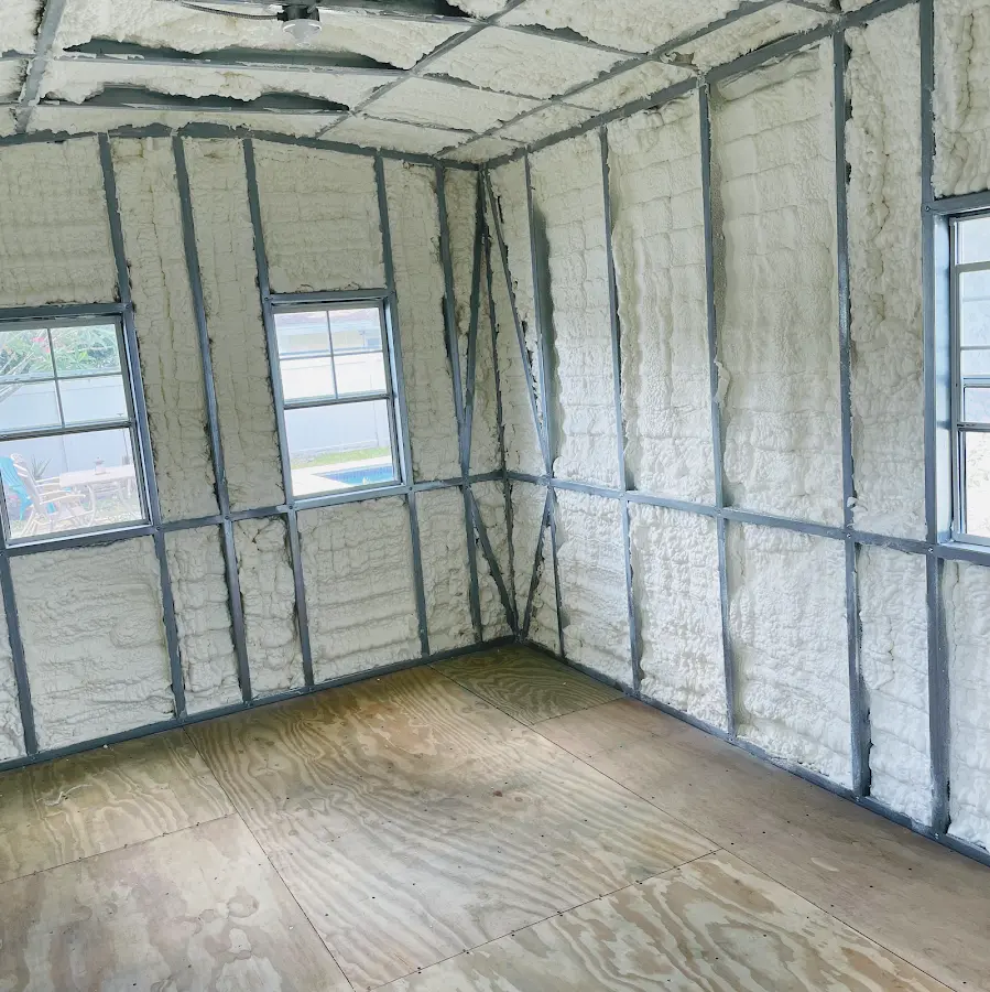 Closed-cell spray foam insulation applied to wall cavities in a residential project in Balch Springs